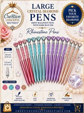 One💎 Crystal Diamond Pen | Shiny Ballpoint Black Ink | Rhinestone